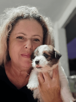 cachorro jack y blanca